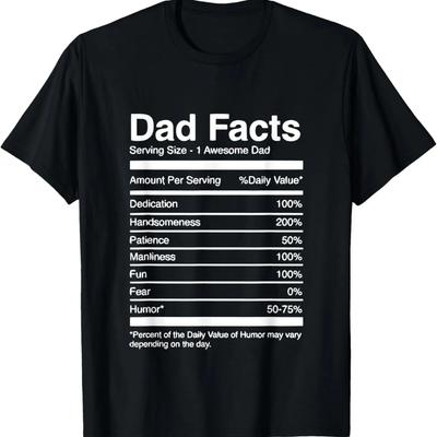 Divertido Regalo de Datos Nutricionales de Papá de los Niños, Camiseta Gráfica de Chiste de Papá