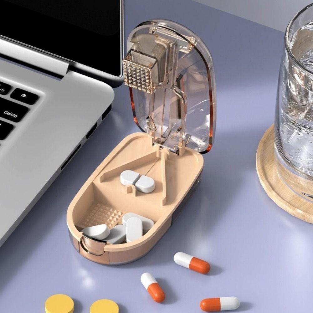Praktischer 2-in-1-Tablettenteiler aus Kunststoff: Versiegelt, wasserdicht, staubdicht und mit integriertem Tablettenorganizer für den Heimgebrauch