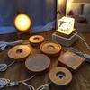 Wooden LED Acrylic Night Light Base - DIY Round Luminous Stand