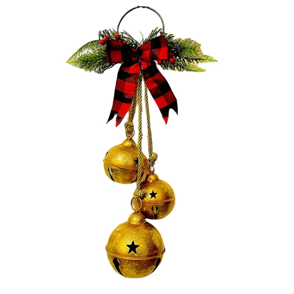 Jingle Bells Christmas Tree Ornaments DIY Shatterproof Xmas Tree Hangings Pendant Bow Door Decoration Party Supplies Fireplace