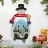 Christmas Figurine Collectible Led Desk Resin Rotating Train Musical Ornament for Apartment Hotel