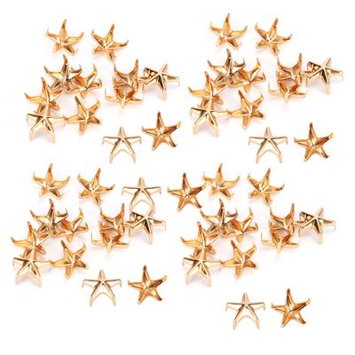 200 Stück Sternnieten 5-zackige Sternkrallennägel DIY Taschen Hüte Dekorationszubehör 10MM Gold