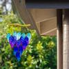 Glass Wind Chime Blue Glass Fish Wind Chime for Outdoor Garden Patio Decor Weather-proof Stained Glass Leaf Hanging Ornament