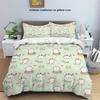 3-piece down duvet cover with green cartoon cat pattern print (1 down duvet cover+2 pillowcases, no core) Soft bedding set