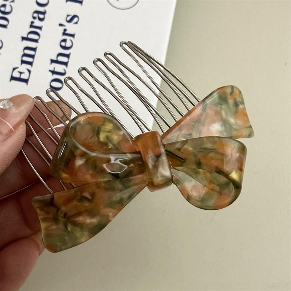 Vintage Fixed Bangs Bow Bowknot Barrettes Hairpin Girl Bangs Clip Women Hair Comb Acetic Acid Hair Clips Korean Barrettes