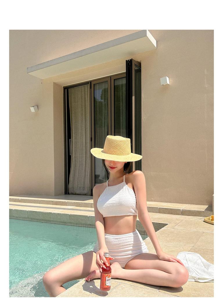 New Women's Japanese & Korean Swimsuit: Chic Split Skirt Style, Gathered Top, Conservative yet Sexy Beachwear