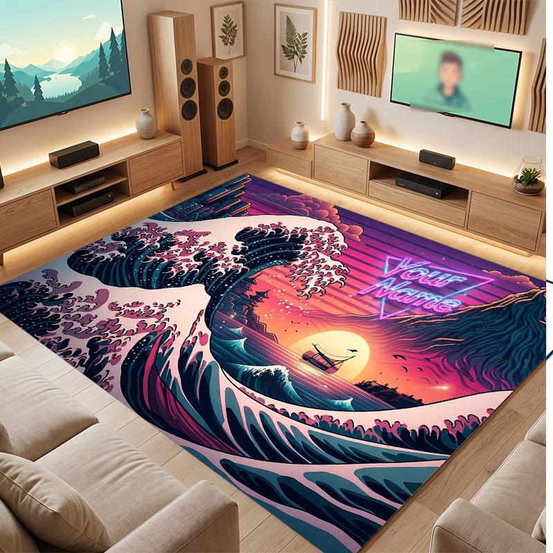 Personalized Name Designs Theme Crystal Velvet Floor Rug Personalized Custom Name Text Warm Carpet Home Decoration