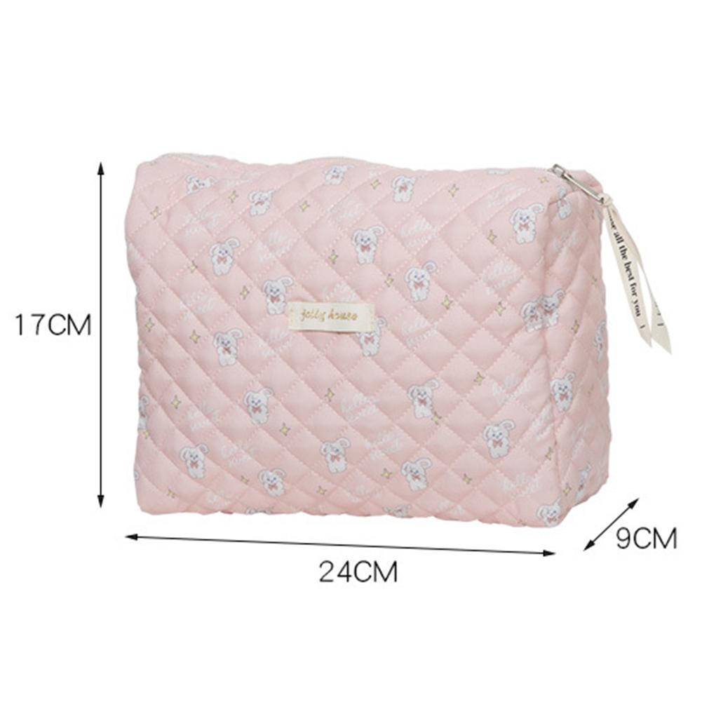 Storage Organizer Floral Puffy Quilted Cosmetics Bags Makeups Pouch Large Capacity Travel Makeup Bags Toiletry Cosmetics Cases