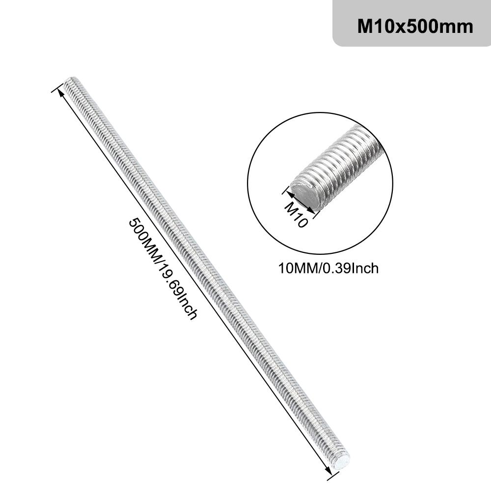 1PCS Threaded Rod 304 Stainless Steel Screw M2 M2.5 M3 M4 M5 M6 M8 M10 M12 M16 M18 M20
