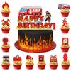 25 Unidades Topper para Bolo Bombeiro, Topper de Bolo de Aniversário Bombeiro para Decorações de Festa de Bombeiro & Decorações de Aniversário de Caminhão de Bombeiros