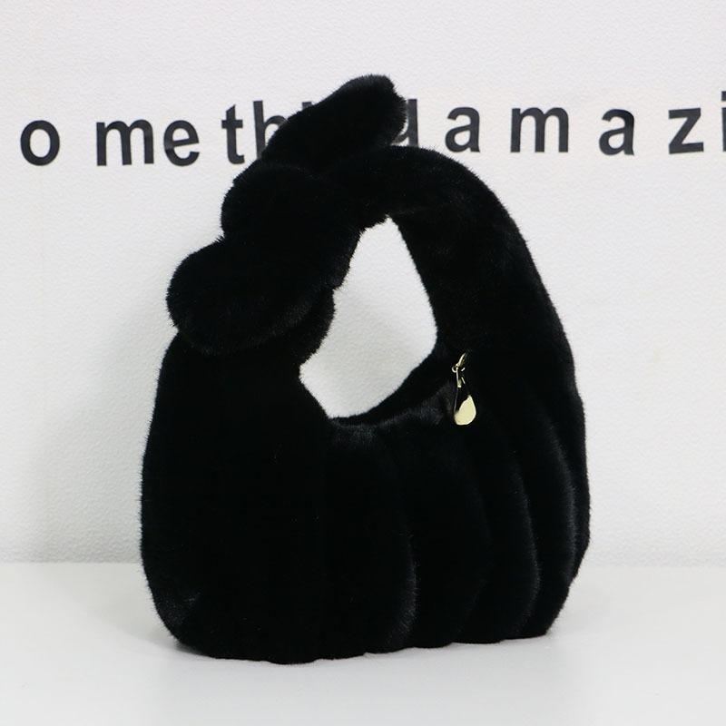

Осень-зима Новые однотонные плюшевые маленькие сумки Мягкие плиссированные женские клатчи Модная универсальная сумка-облако для званого ужина, свадьбы, танцевальной вечеринки чёрный