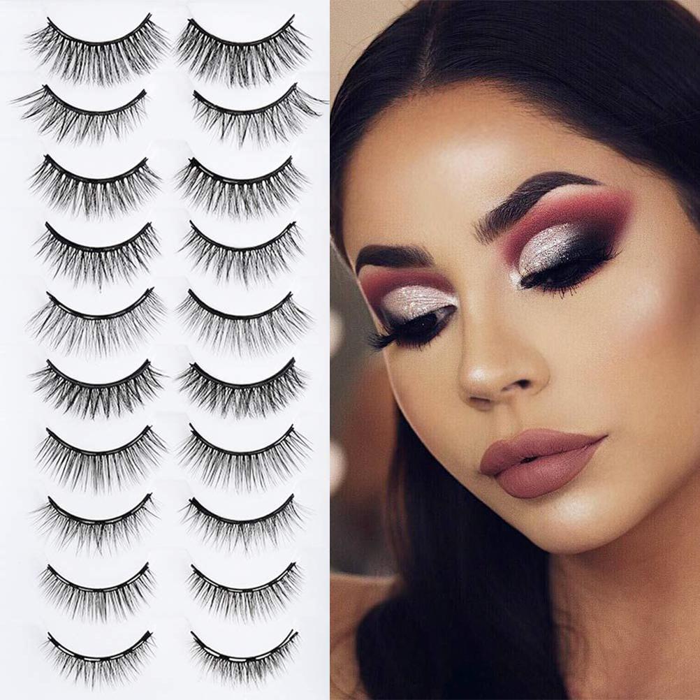 10 Pairs Magnetic False Eyelashes with Magnetic Eyeliner Magnetic Eyelashes Kit Reusable and No Glue Needed Eyelashes Set