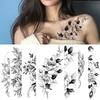 1 pçs sexy flor preta temporária falso tatuagem adesivos para mulheres meninas tatuagens falsas diy transferência de água tatuagens arte do corpo maquiagem