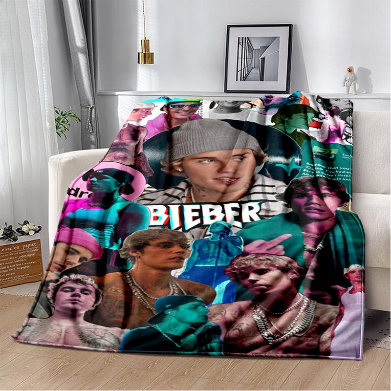 2025 New Style Justin Drew Bieber Singer JB Blanket,Soft Throw Blanket for Home Bedroom Bed Sofa Travel Picnic Cover Kid Gift