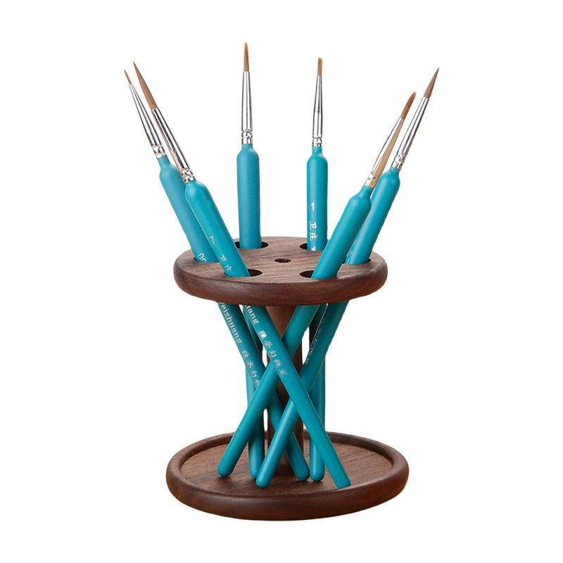 Walnut Toothbrush Holder Beech Makeup Brushes Holder Desktop Makeup Brush Storage Rack Bathroom Supplies