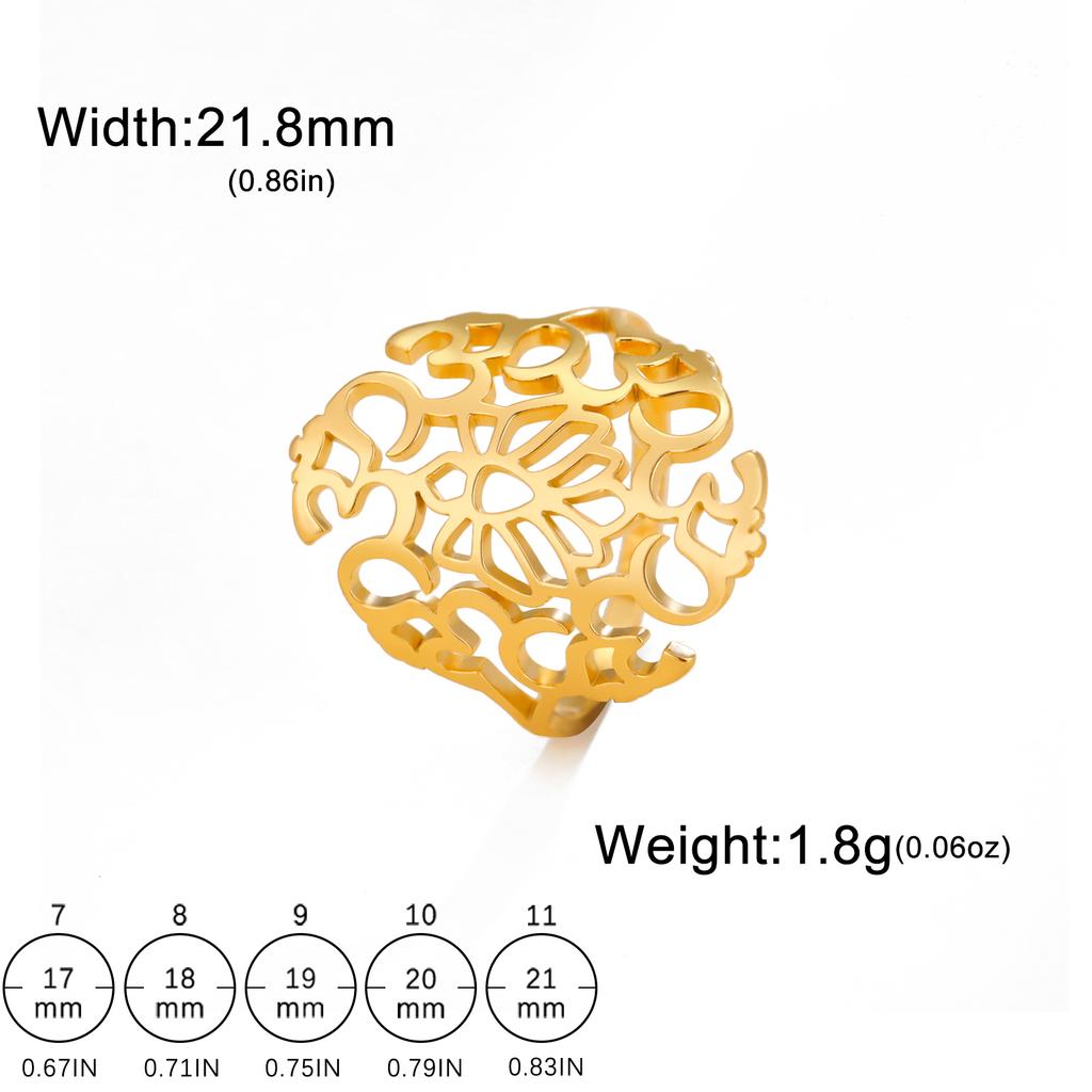LIKGREAT Chakra OM Ring for Women Men Stainless Steel Gold Color AUM Yoga Meditation Spiritual Religious Amulet Jewelry Gifts