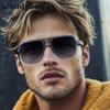 Steampunk Oversized Square Sunglasses Men  Luxury Brand Vintage Metal Double Beam Punk Sun Glasses For Male Classic Shades