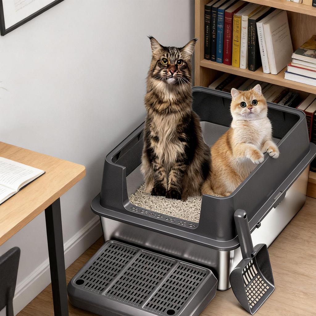Abnehmbarer Katzen-Pedalhocker Katzenstreuauffangmatte für Katzenstreugehege Möbel Automatische Boxen Ältere Haustiere