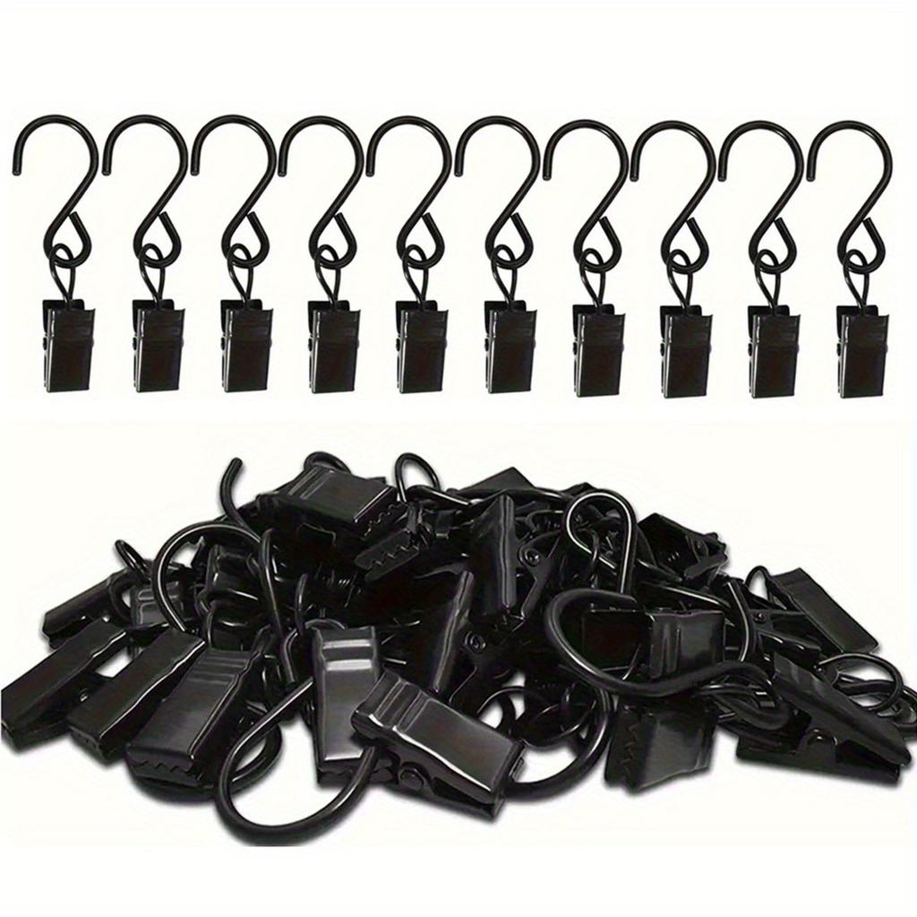 10pcs mini Hanging Multi-functional Storage Metal Hook Curtain Clip, Shower Curtain Hook Clip Outdoor Hanging Decorative Hook Clips