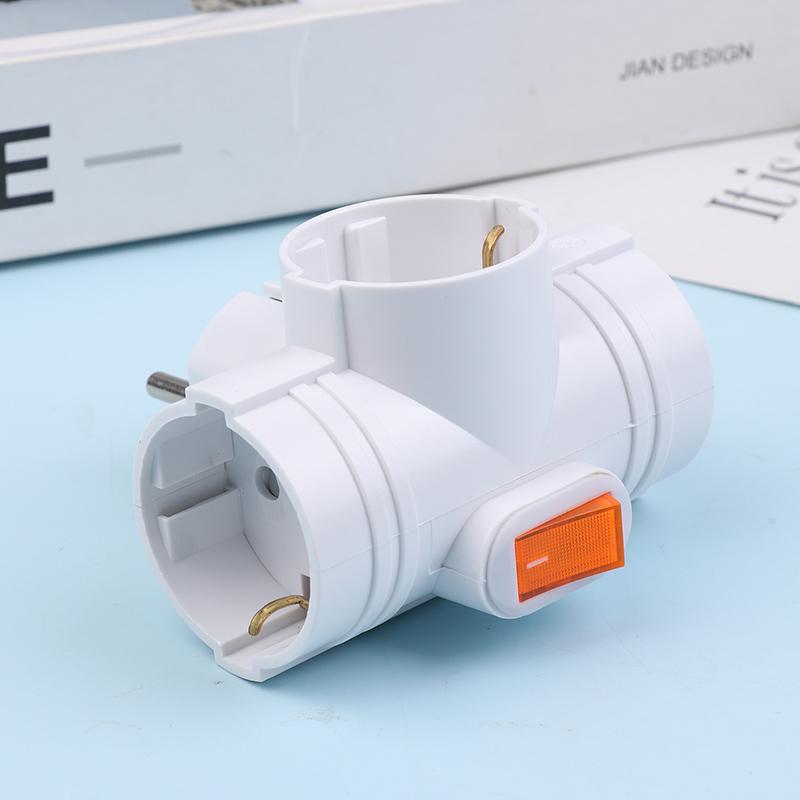 1Pc Wall Socket Extender With Switch 1 To 3 Way Eu Plug Adapter European Standard Power Adapter Multiple Sockets For Home
