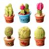 Mini Resin Cactus Plants Miniature Artificial Greenery Potted Cactus Figurine for Cake Topper DIY Micro Landscape Home Fairy Garden Plant Pots Bonsai