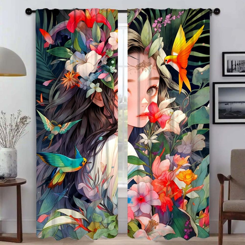Tropical Plant Home Interior Curtains for Living Room Blackout Curtain Halloween Decoration Shades Tulle for Bedroom Partition