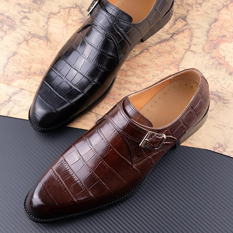 Fashion Leather Loafers  Mens' Handmade Shoes Genuine Leather New Luxury Dress Social Business Man Wear High Quality Formal Office Shoes