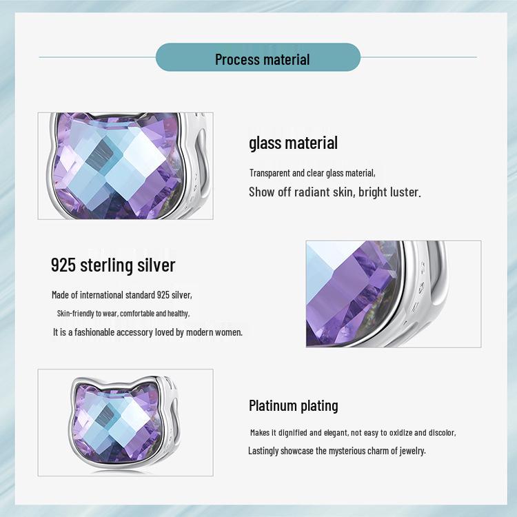 Silver Ziyun Colorful Cat S925 Silver Beads – Cute Pet DIY Bracelet Beads SCC2469