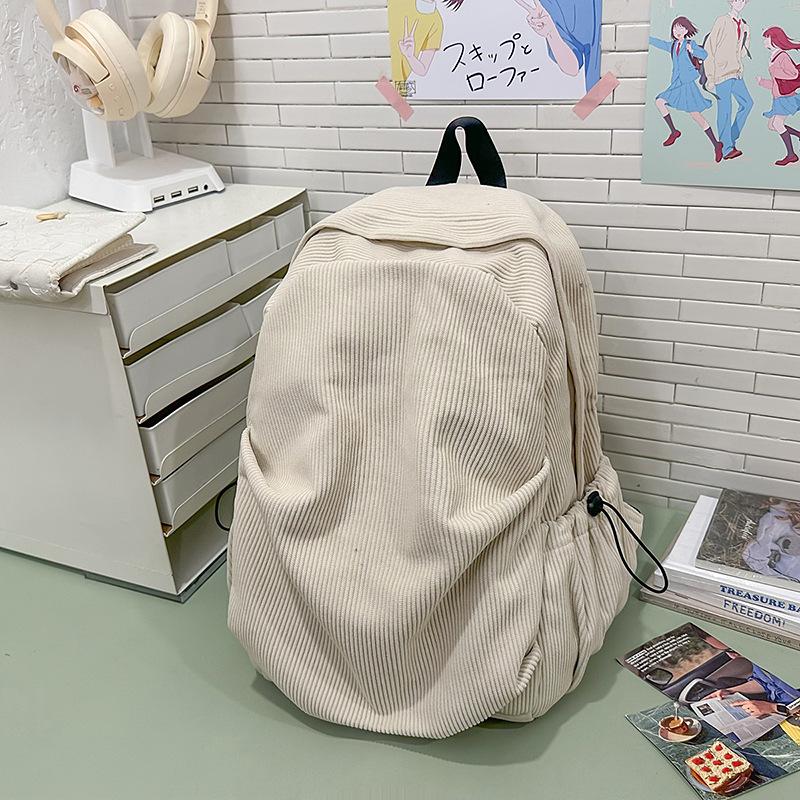 New schoolbag ins style retro Mori thick velvet backpack high value simple high school college student backpack