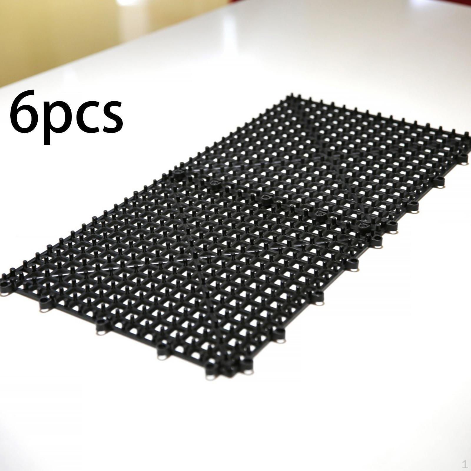 

6 шт. блокирующихся напольных плиток, нескользящие коврики для соединения, 12,6x12,6 дюйма, коврик для душа чёрный