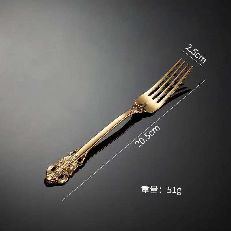 Palace Series Stainless Steel Cutlery Sets Western Food Knives Forks Spoons Teaspoon Luxury Golden Tableware Home and Kitchen