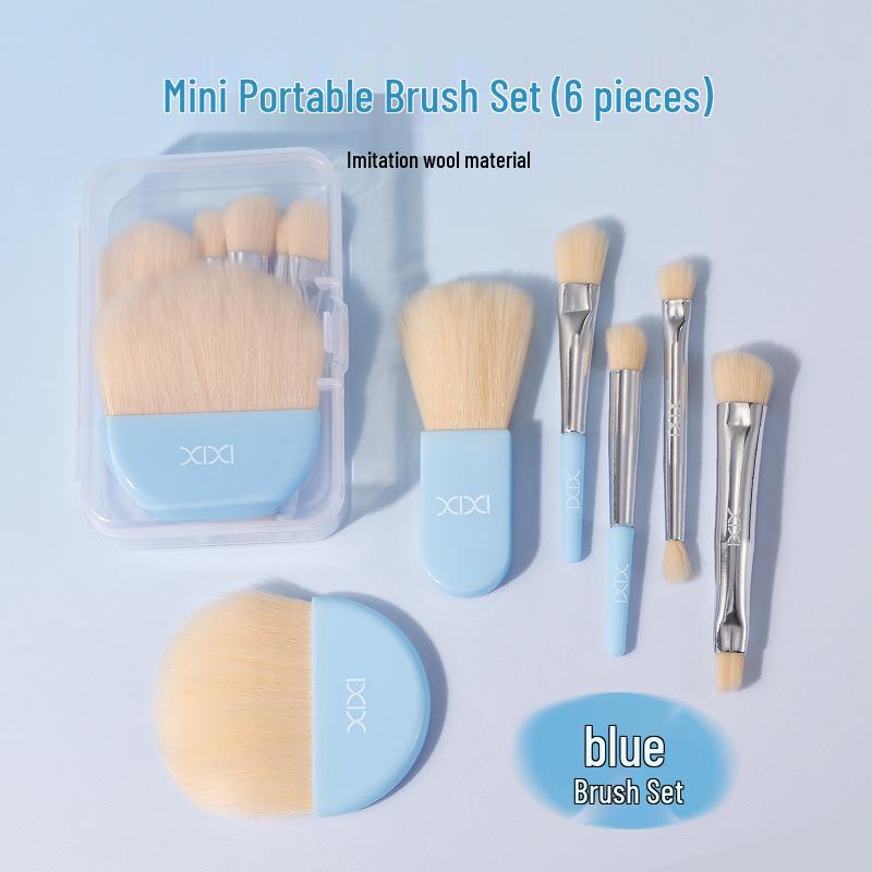

XIXI Portable Makeup Brush Set (6 Pieces) – Soft Bristles & Case for Beginners