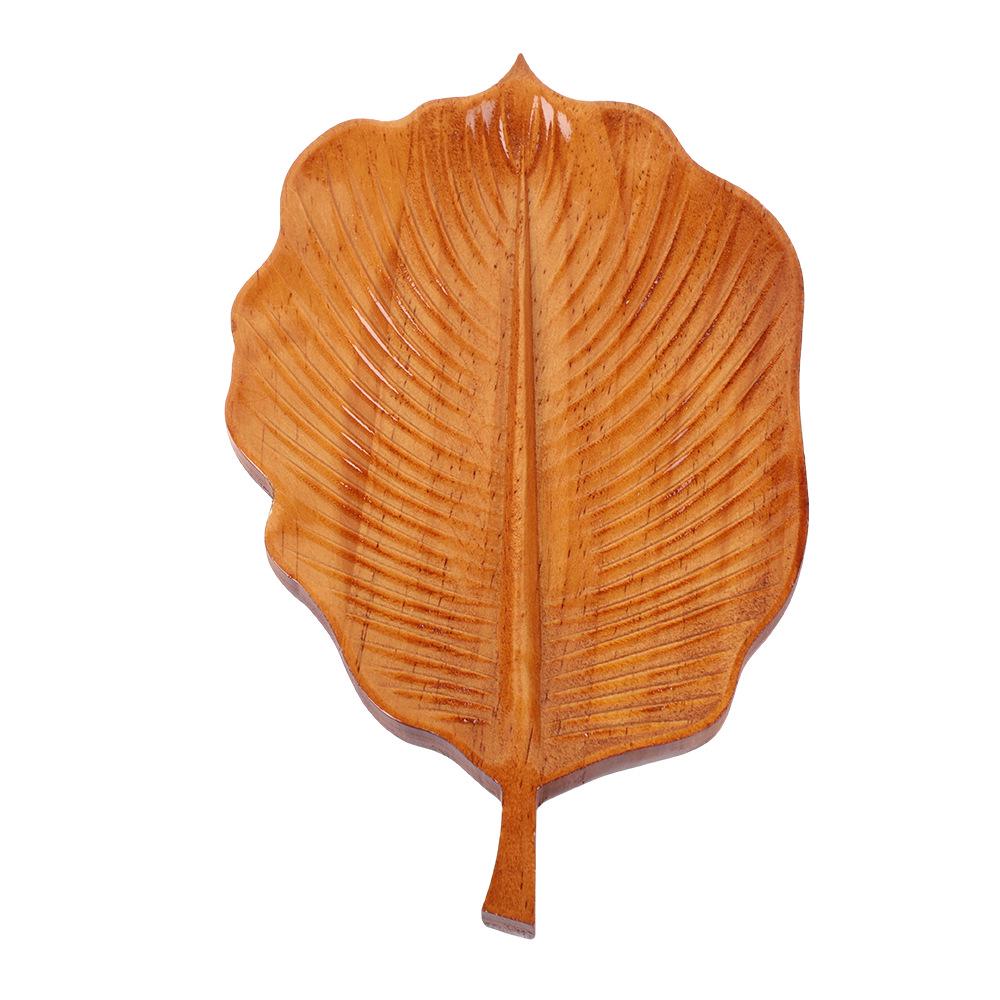 Pine Leaf Shaped Wooden Snack Plate - Fun Fruit Bowl for Home, Solid Wood Dried Fruit Plate