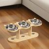 15 ° Slant Pet High Footed Bowl Anti-flip Non-Slip Elevated Pet Feeder Bowl Anti-vomiting with Wooden Stand Cat Food Water Bowl