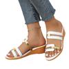 Women's Slope Heel Slippers  Summer European and American Large Size New Color Matching Fish Mouth Beach Cool Slippers Women