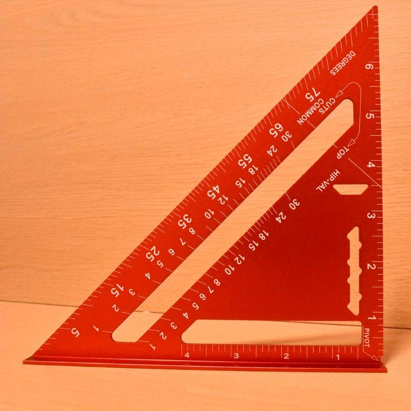 Red Lightweight 7-inch Metric Precision Square Ruler Marking Measuring Tool, 90 Degree Thick Aluminum Alloy Triangle Plate