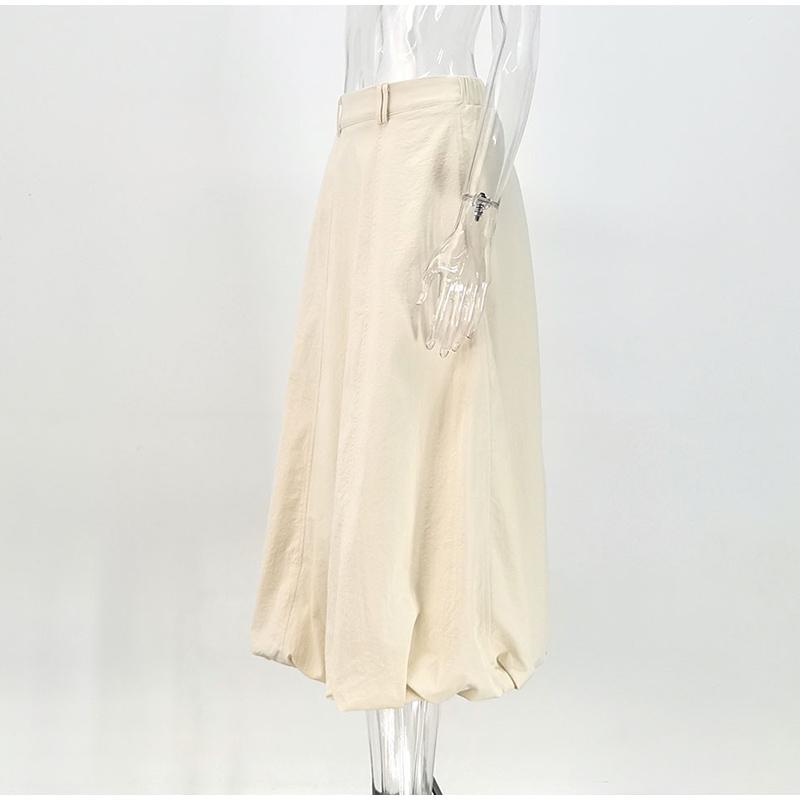 Frühling Herbst Hohe Taille Mode Langer Rock Damen Einfarbig Elegant Pendeln Streetwear Locker Lässig Damen Maxi Rock 2025 Neu