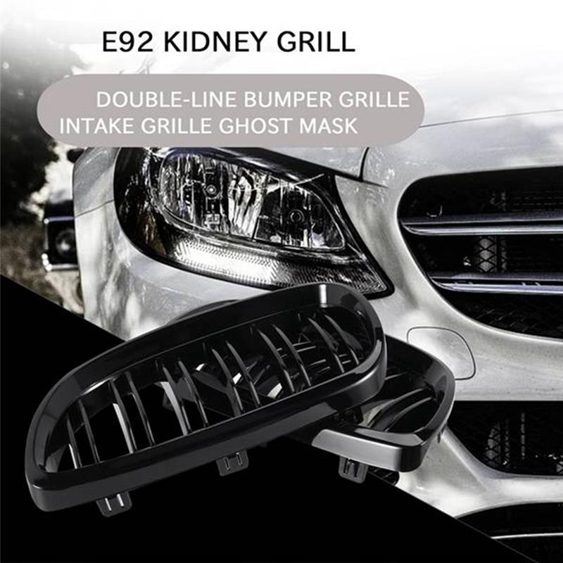 M63K-Front Bumper Kidney Twin F Sport Grille 2Pcs For BMW 3 Series E92 E93 M3 Two Doors 2006-2009 Bright Black