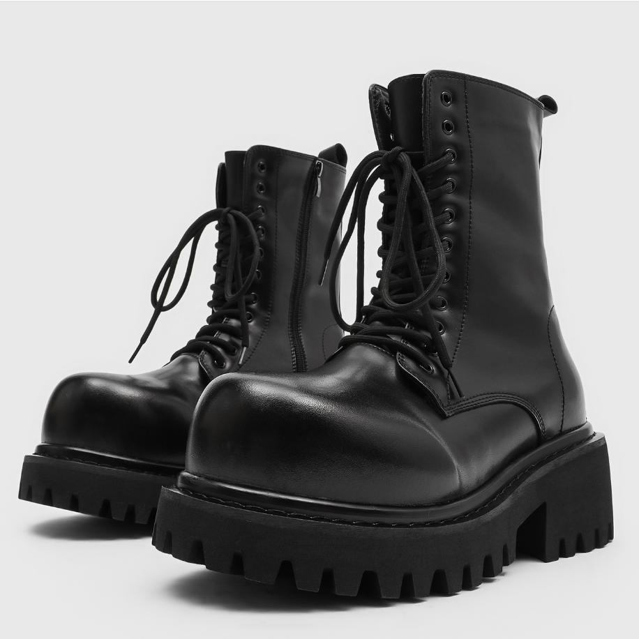 Thick-Soled Motorcycle Boots Retro Big Round