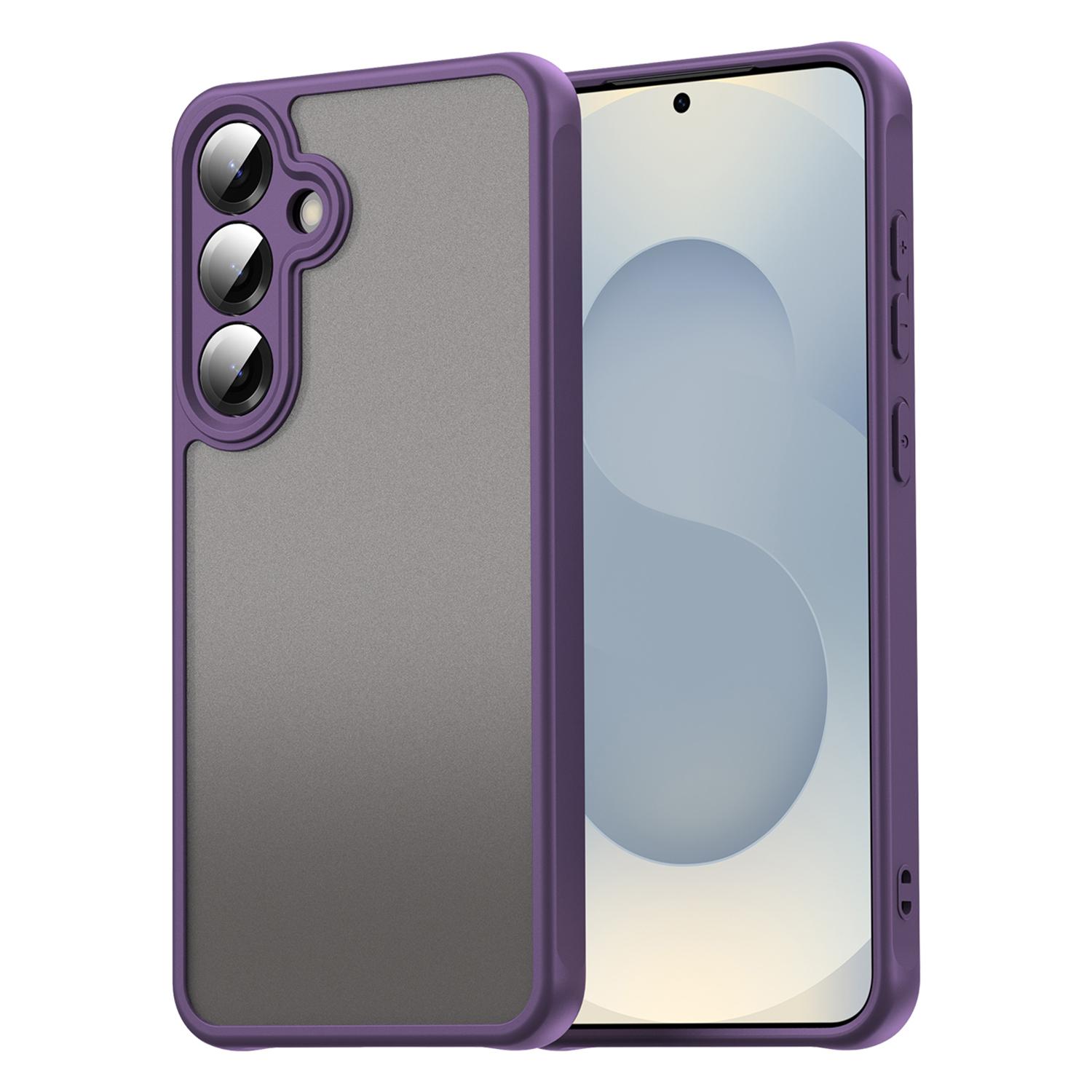 

For Samsung Galaxy S25+/S24+ Phone Case Drop Proof Airbags Frosted Translucent PC+TPU Back Cover Purple