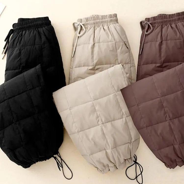 Winter Women's  Light Straight Leg  Down Cotton Pants Women Drape Thin Cold-proof Clip Cotton Wide-leg Pants