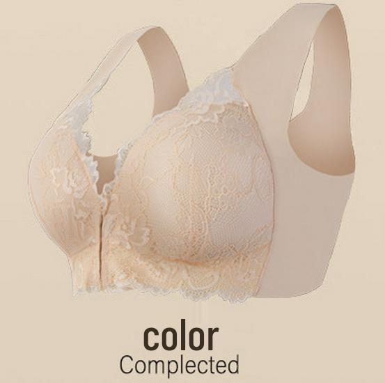 

Дышащий кружевной бюстгальтер большого размера с застежкой спереди – Без косточек и утягивающий для европейского и американского рынков 7XL бежевый