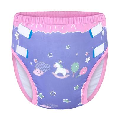 LittleForBig Adult Silky Training Pants "Kiba-chan" with Elastic Waist, Absorbent Layer, Breathable, Washable, Comfortable Fit, Purple, Size M