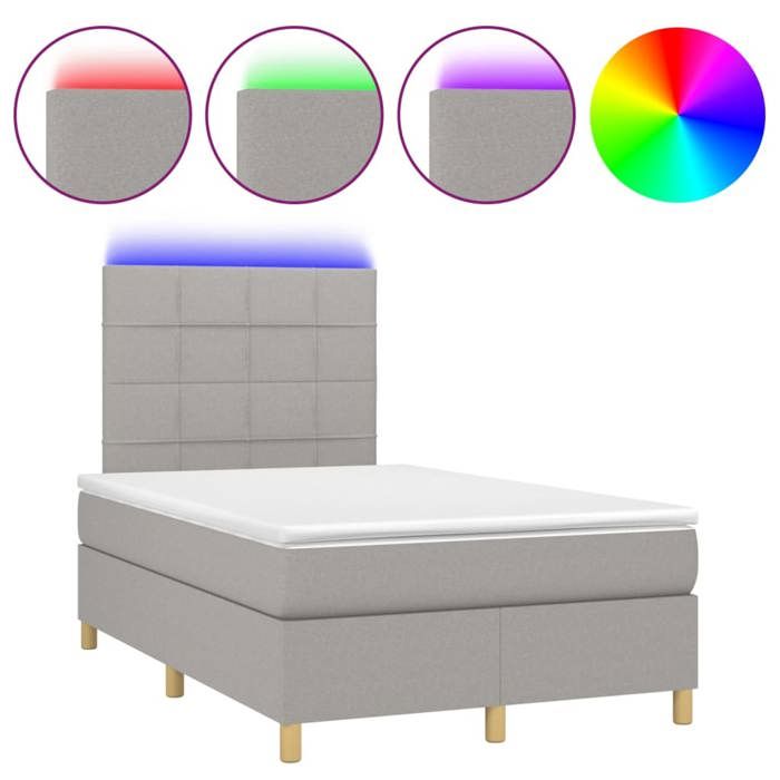 VidaXL Sommier à Lattes de Lit avec Matelas et LED, Lit Rembourré, Lit Double, Lit Adulte de Chambre à Coucher Intérieur, 3135421