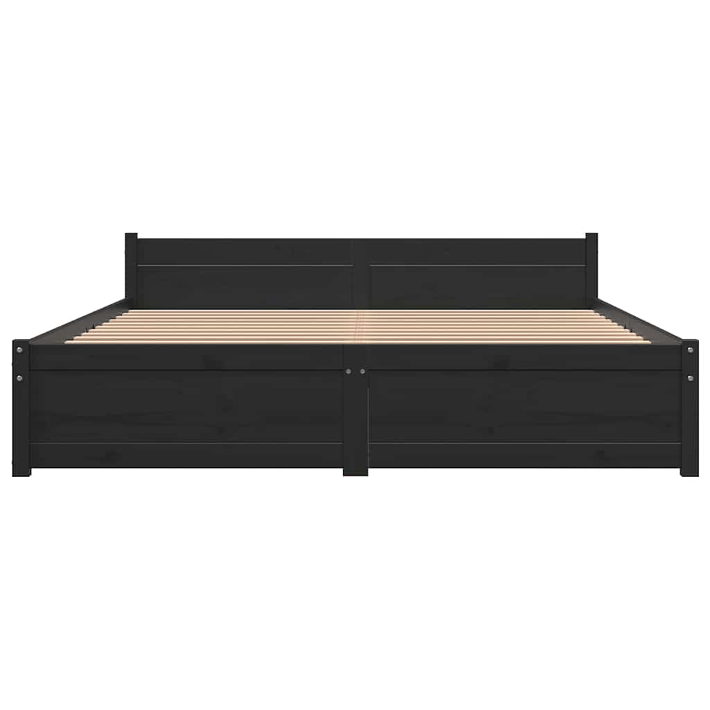 Solid Wood Bed Black 135 x 190 cm