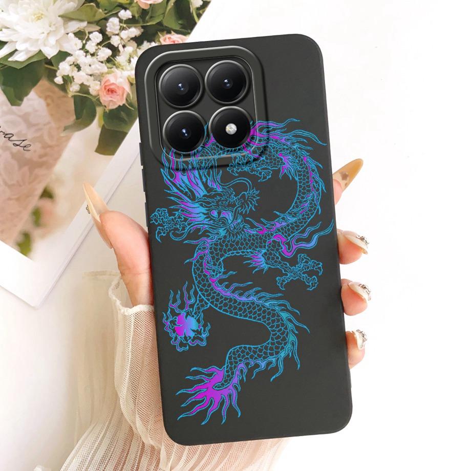 Phone Case For Xiaomi 15T Pro New Fashion Black Cat Cartoon Dragon Animals Pattern Bumper For Xiaomi Mi 15T Liquid Silicone Capa