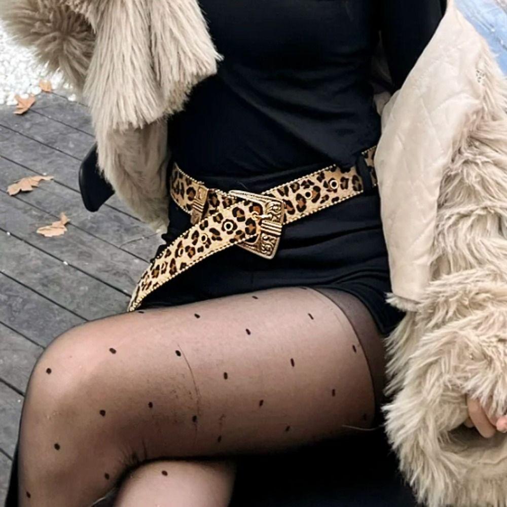 PU Geschnallter Gürtel Vintage Wildleder Taillenband Gothic Leopardenmuster Gürtel Spicy Girl