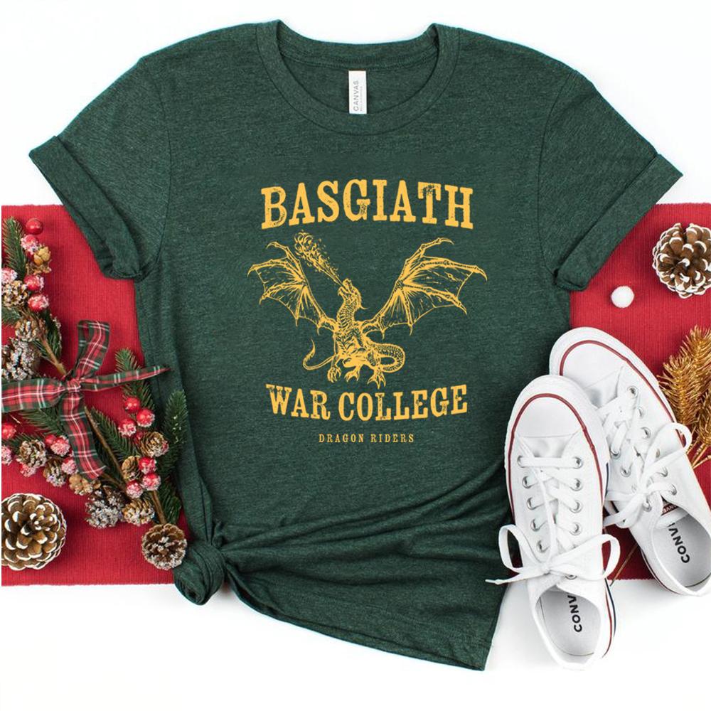 Basgiath War College Shirt Fourth Wing RoUnisextasy Fantasy YA Dark Academia Books TShirt Violet Sorrengail Xaden Riorson Tops