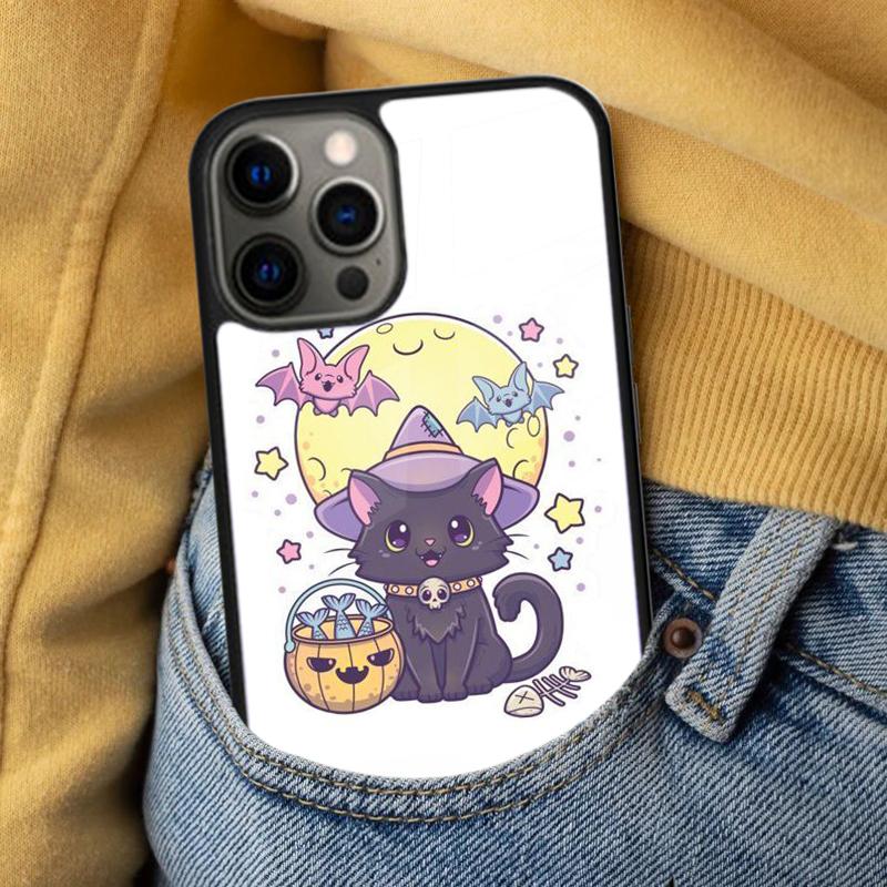 Girly Pastel Witch Goth Witch Cat Soft Phone Case for iPhone 17 Air 16e Pro Max 15 Pro 13 14 Plus 11 12 MagSafe Magnetic Coque