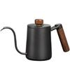SOVIFKI Coffee Drip Pot with Measuring Cup, Walnut Wood Handle, Coffee Pot for Camping, Open Fire, with Lid, 580ML Stainless Steel Drip Kettle, Small,